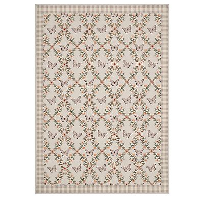 ANIXOL Butterfly Floral Washable Rug