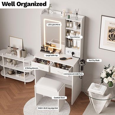 ANIXOL Vanity Desk with Lighted Mirror