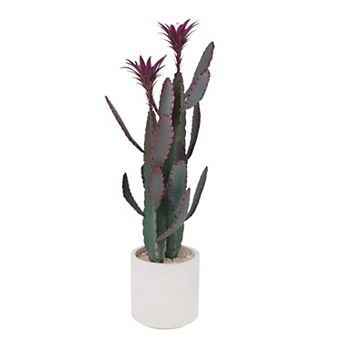 ANIXOL Tall Faux Cactus with White Planter