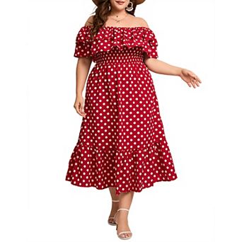 Large Women's One Shoulder Souble Layered Ruffle Collar Printed Long Dress