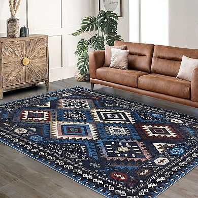 ANIXOL Machine Washable Geometric Area Rug