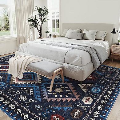 ANIXOL Machine Washable Geometric Area Rug