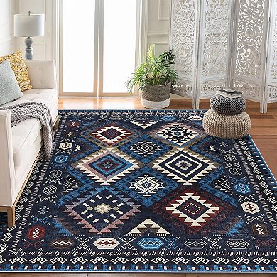 ANIXOL Machine Washable Geometric Area Rug