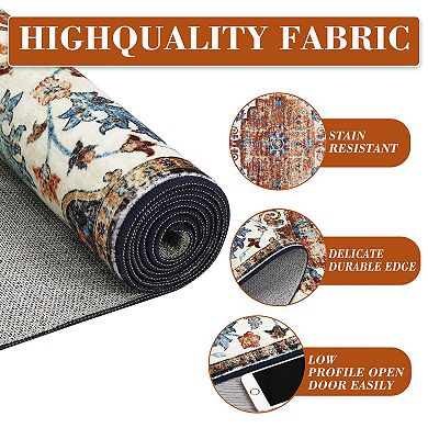 ANIXOL Vintage Medallion Washable Area Rug