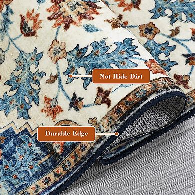 ANIXOL Vintage Medallion Washable Area Rug