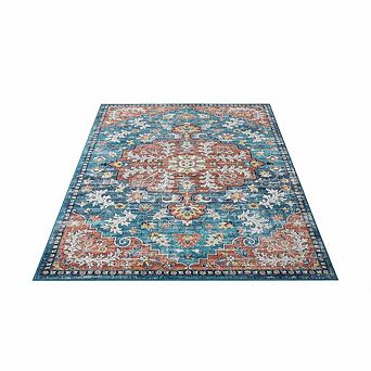 ANIXOL Vintage Medallion Washable Area Rug