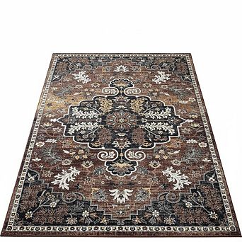 ANIXOL Vintage Medallion Washable Area Rug