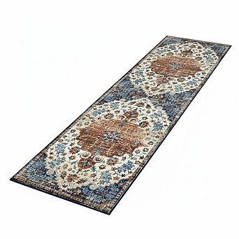 ANIXOL Vintage Medallion Washable Area Rug