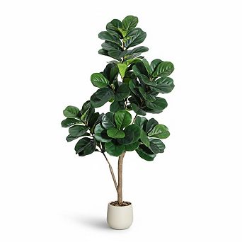 Artificial Fiddle Leaf Fig Tree for Living Room Office Decor, Housewarming Gift in Pot
