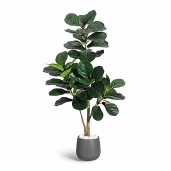 Artificial Fiddle Leaf Fig Tree for Living Room Office Decor, Housewarming Gift in Pot