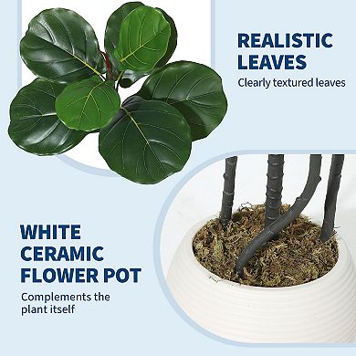 ANIXOL 6ft Artificial Fiddle Leaf Tree in White Pot