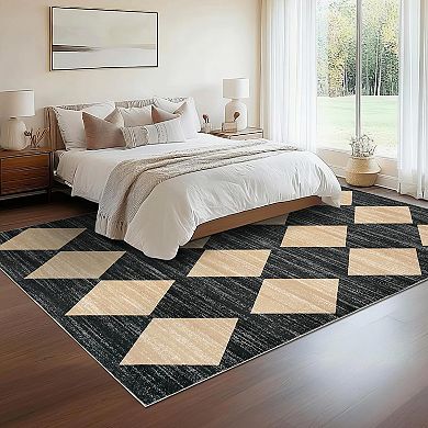 ANIXOL Washable Checkered Area Rug