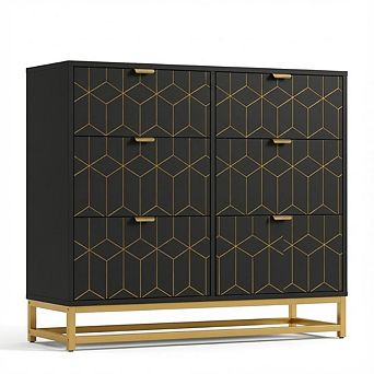 Craze Ventures 6-Drawer Dresser with Metal Legs