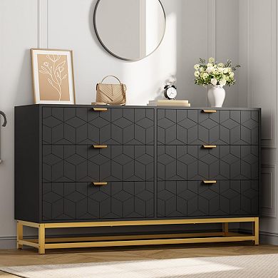 Craze Ventures 6-Drawer Dresser with Metal Legs