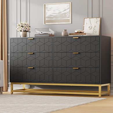 Craze Ventures 6-Drawer Dresser with Metal Legs