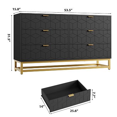 Craze Ventures 6-Drawer Dresser with Metal Legs