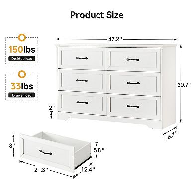 Craze Ventures 6-Drawer Grey Wood Dresser