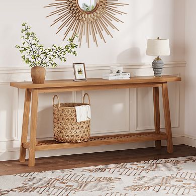71" Wood Entryway Table with Storage, 2-Tier Narrow Console Table, for Living Room, Hallway
