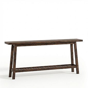71" Wood Entryway Table with Storage, 2 tier Narrow Console Table, for Living Room, Hallway