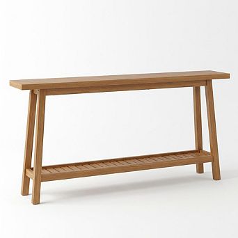 71" Wood Entryway Table with Storage, 2 tier Narrow Console Table, for Living Room, Hallway