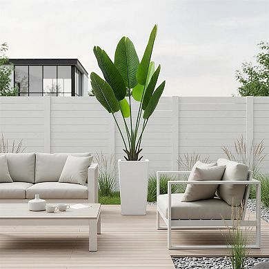 ANIXOL 5ft Artificial Dracaena Tree with Tall White Planter