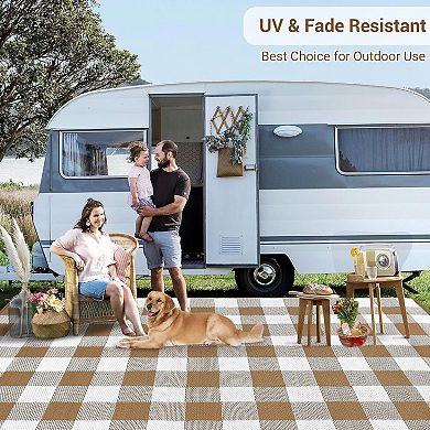 Outdoor Rug for Patio, Reversible Outdoor Plastic Straw Rug for Camping