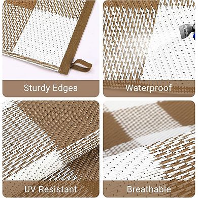 Outdoor Rug for Patio, Reversible Outdoor Plastic Straw Rug for Camping