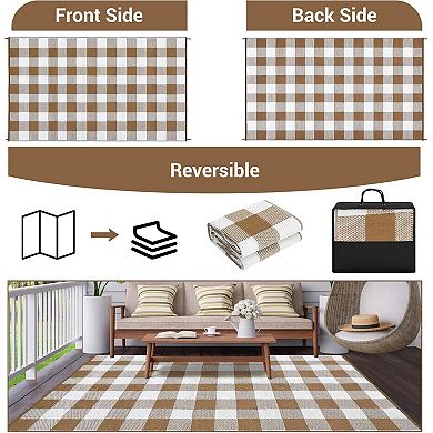 Outdoor Rug for Patio, Reversible Outdoor Plastic Straw Rug for Camping