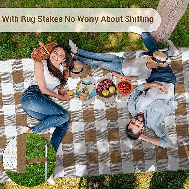 Outdoor Rug for Patio, Reversible Outdoor Plastic Straw Rug for Camping