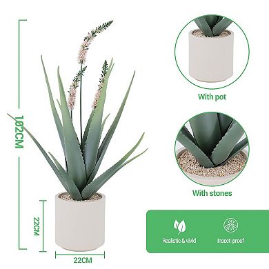 ANIXOL Artificial Aloe Cactus Plant with Pot
