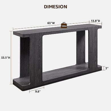 63",2-tier Curved Edge 2-Tier Console Table for Entryway Hallway