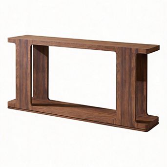 63",2 tier Curved Edge 2 tier Console Table for Entryway Hallway