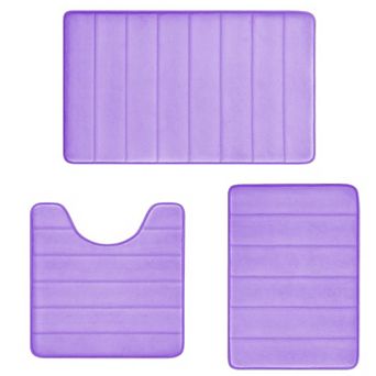 Memory Foam Bath Rug Set 3 pc Non-Slip Absorbent Shaggy Bathroom Mats