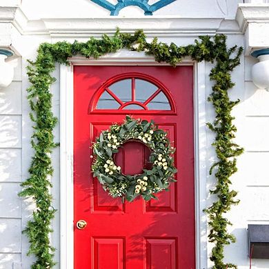 20in Eucalyptus Wreath with Berries for Front Door, Wall, Porch Spring, Summer, Winter Decor