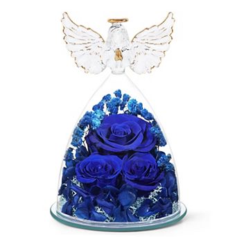 Preserved Eternal Rose in Glass Angel Gift for Mom Grandma Mother's Day