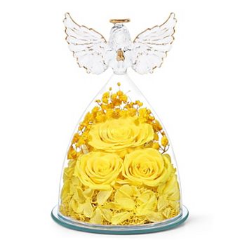 Preserved Eternal Rose in Glass Angel Gift for Mom Grandma Mother's Day