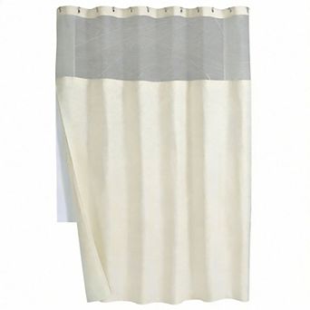 Waffle Weave Snap-in Liner Shower Curtain with Hooks Hotel Style 12hooks 100%Polyester