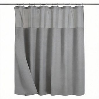 Waffle Weave Snap-in Liner Shower Curtain with Hooks Hotel Style 12hooks 100%Polyester