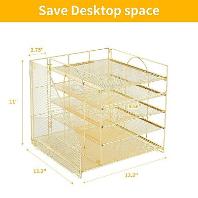 Letter Tray Organizer 5-Tier with File Holder for Desk