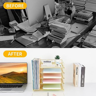 Letter Tray Organizer 5-Tier with File Holder for Desk