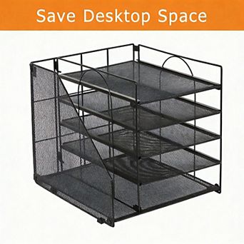 Letter Tray Organizer 5 tier with File Holder for Desk