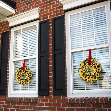 16 Inch Sunflower Wreath for Front Door, Yellow Floral Summer Decor