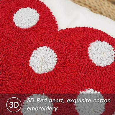 Valentine’s Pillow Cover 18x18, 3D Red Polka-Dot Heart for Sofa & Bed