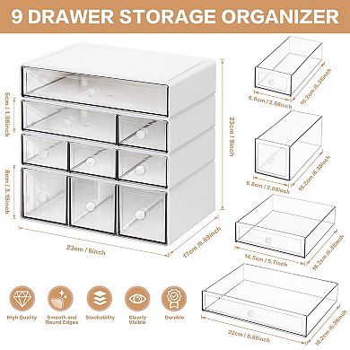 Stackable 4-tier Desktop Craft Organizer 9-Drawer