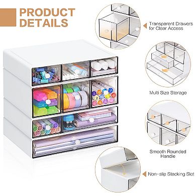Stackable 4-tier Desktop Craft Organizer 9-Drawer