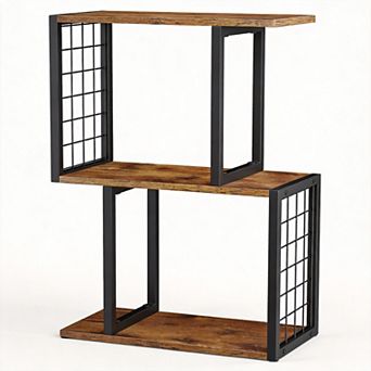 Desktop Bookshelf Organizer with Metal Hook 3 tier Office Storage