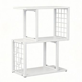 Desktop Bookshelf Organizer with Metal Hook 3 tier Office Storage