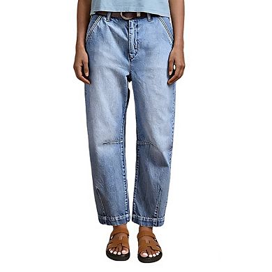 Women's High Waist Relaxed Fit Cropped Jean Classic Denim Pants