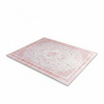 Pink 3x5 Small Area Rug Washable Floral Bow for Bedroom or Entryway