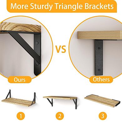 Set of 6 Floating Wall Shelf Sets Farmhouse Storage Decor 16.5 Inch